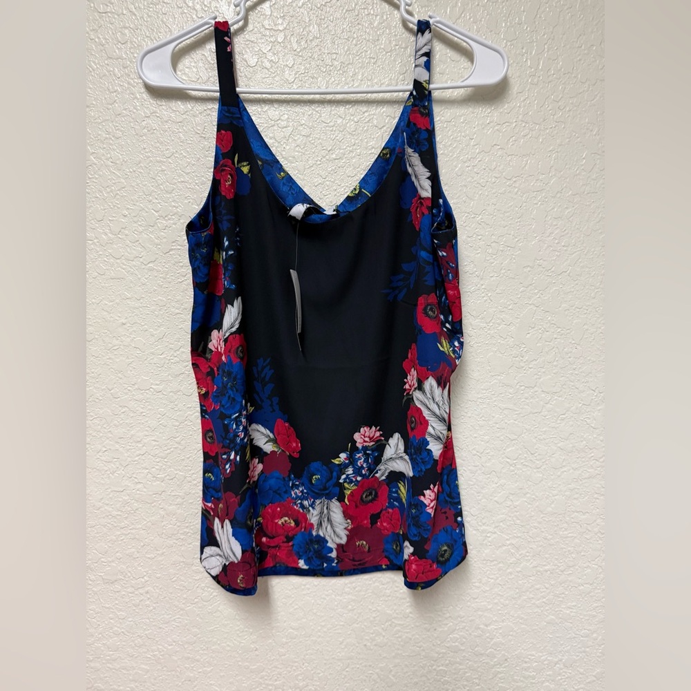 NWT WHBM White House Black Market Reversible Floral Women's Sleeveless Blouse